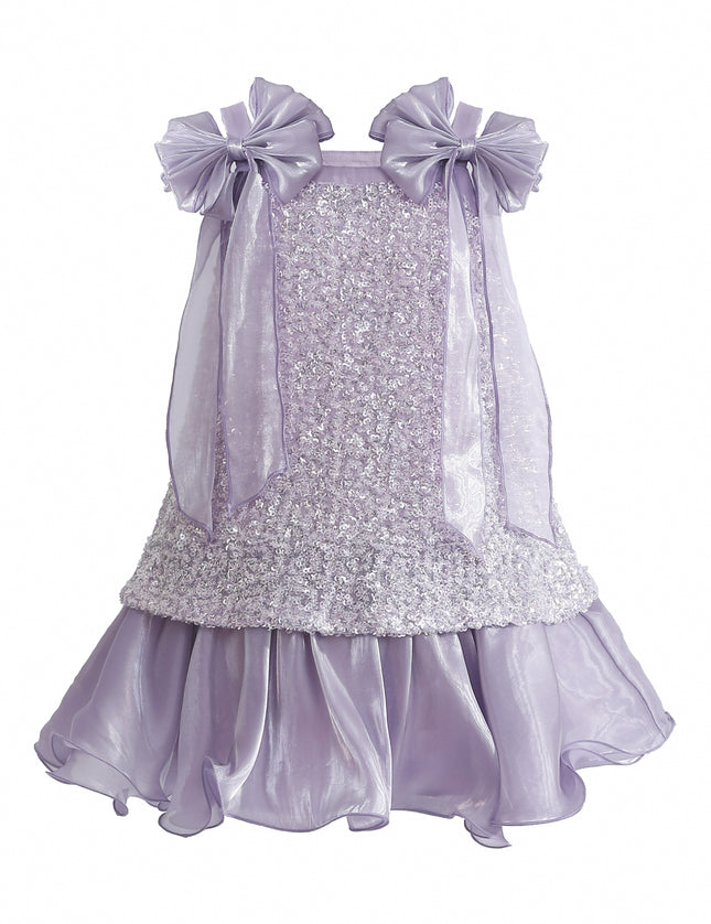 kids atelier tulleen Purple Aurielle Beaded Bow Dress