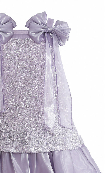 kids atelier tulleen Purple Aurielle Beaded Bow Dress