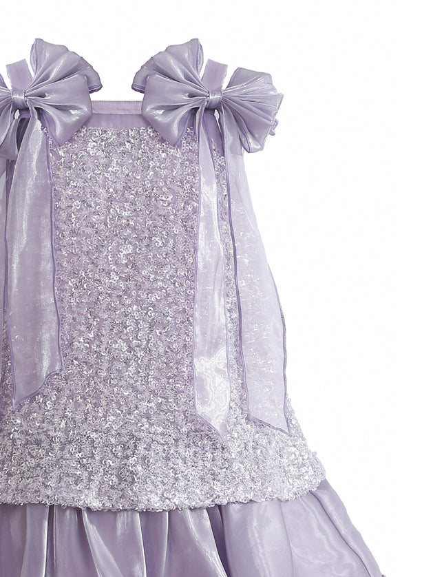 kids atelier tulleen Purple Aurielle Beaded Bow Dress