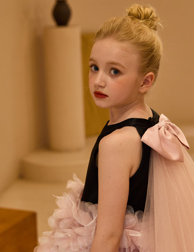 kids atelier tulleen Pink Valentina Tulle Bow Gown