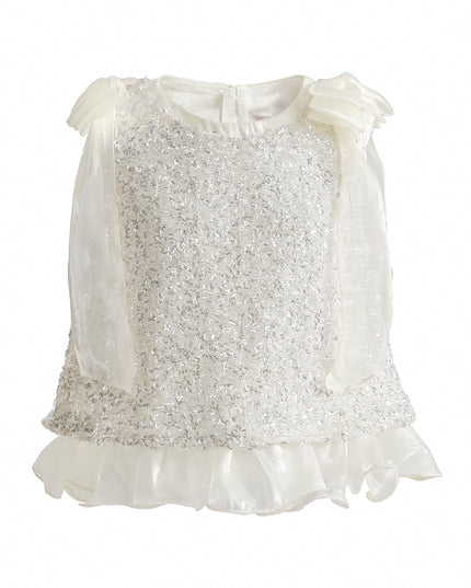 kids atelier tulleen Ivory Althea Glitter Ruffle Skirt Set