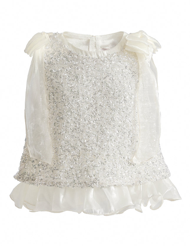 kids atelier tulleen Ivory Althea Glitter Ruffle Skirt Set