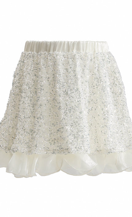 kids atelier tulleen Ivory Althea Glitter Ruffle Skirt Set