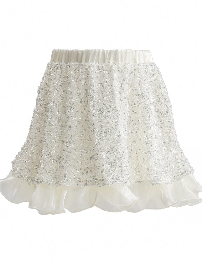 kids atelier tulleen Ivory Althea Glitter Ruffle Skirt Set