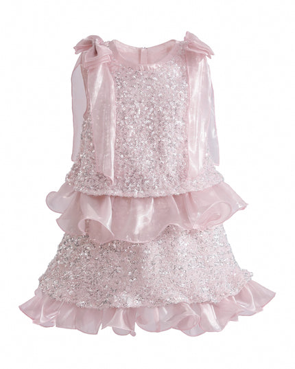 kids atelier tulleen Pink Althea Glitter Ruffle Skirt Set