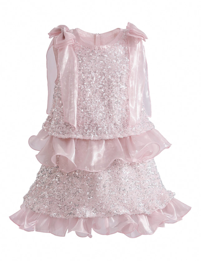 kids atelier tulleen Pink Althea Glitter Ruffle Skirt Set