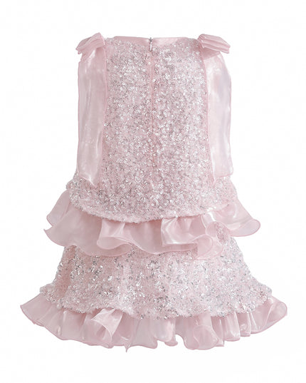 kids atelier tulleen Pink Althea Glitter Ruffle Skirt Set