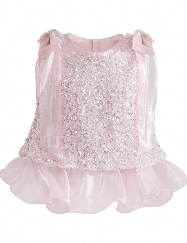 kids atelier tulleen Pink Althea Glitter Ruffle Skirt Set