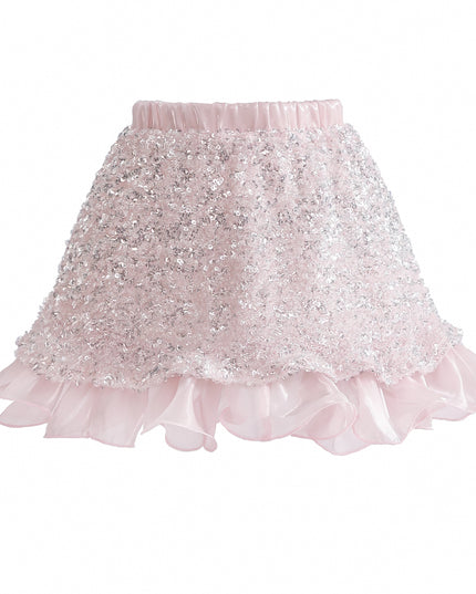 kids atelier tulleen Pink Althea Glitter Ruffle Skirt Set