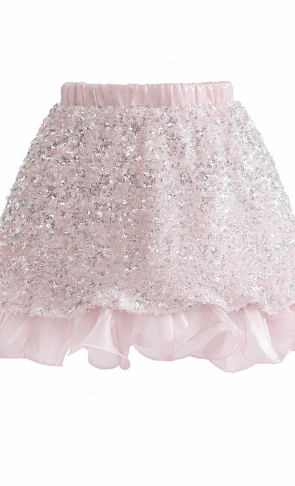kids atelier tulleen Pink Althea Glitter Ruffle Skirt Set