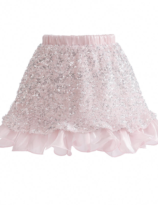 kids atelier tulleen Pink Althea Glitter Ruffle Skirt Set