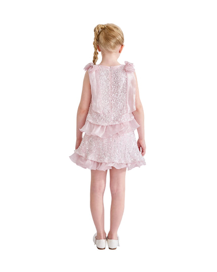 kids atelier tulleen Pink Althea Glitter Ruffle Skirt Set