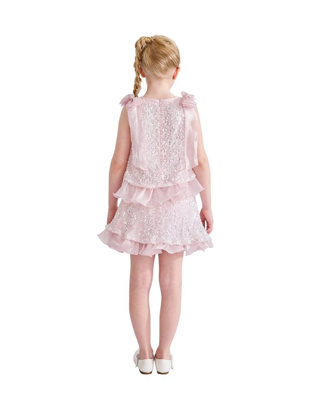 kids atelier tulleen Pink Althea Glitter Ruffle Skirt Set