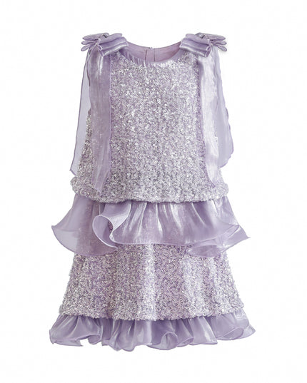 kids atelier tulleen Purple Althea Glitter Ruffle Skirt Set