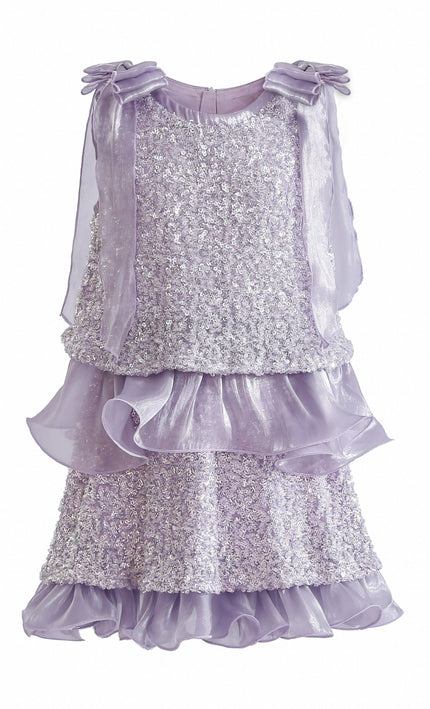 kids atelier tulleen Purple Althea Glitter Ruffle Skirt Set