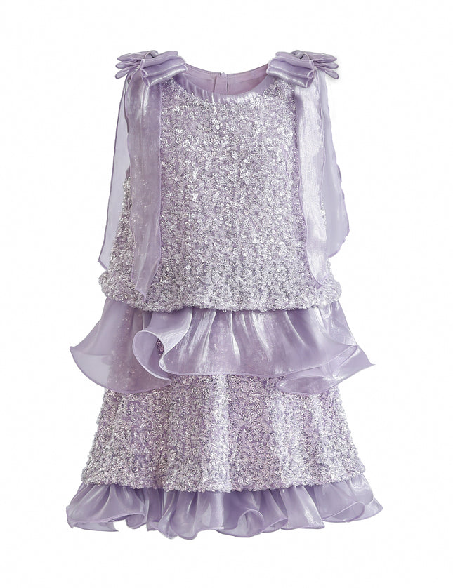 kids atelier tulleen Purple Althea Glitter Ruffle Skirt Set