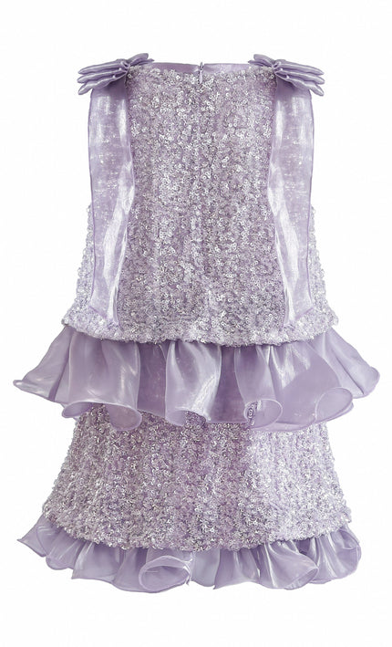 kids atelier tulleen Purple Althea Glitter Ruffle Skirt Set