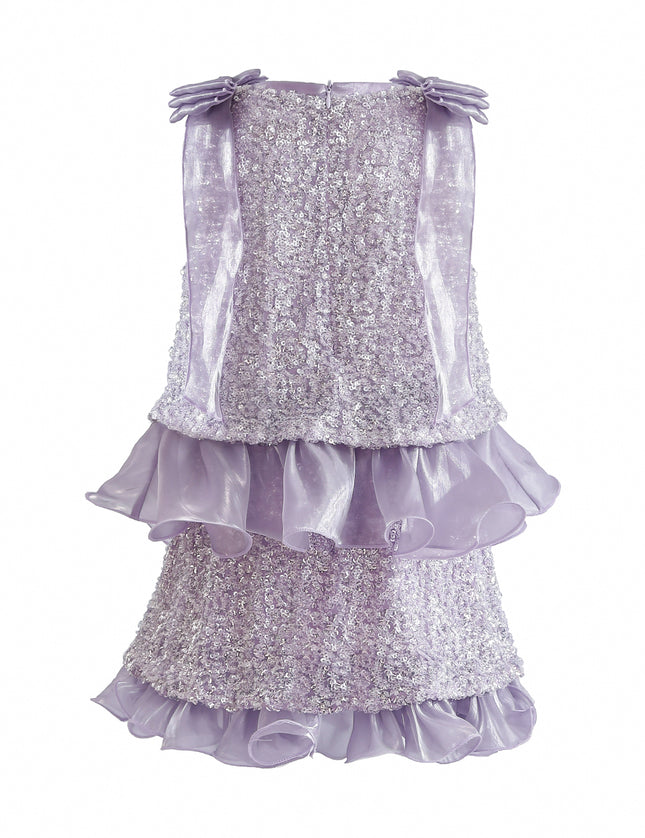 kids atelier tulleen Purple Althea Glitter Ruffle Skirt Set