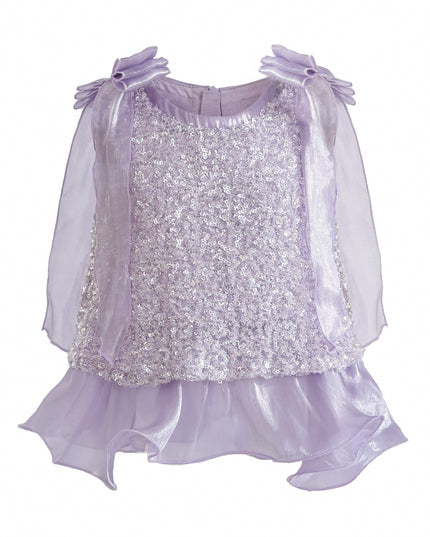 kids atelier tulleen Purple Althea Glitter Ruffle Skirt Set