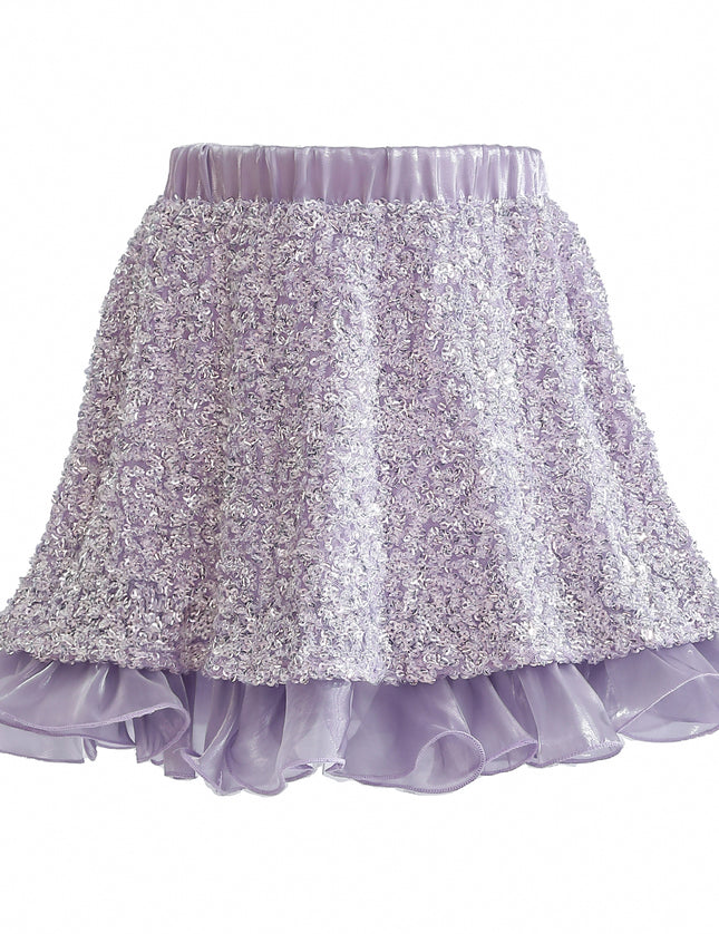 kids atelier tulleen Purple Althea Glitter Ruffle Skirt Set