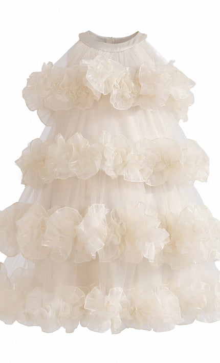 kids atelier tulleen Cream Elysia Tiered Ruffle Dress