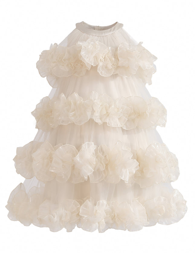 kids atelier tulleen Cream Elysia Tiered Ruffle Dress