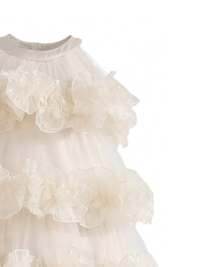 kids atelier tulleen Cream Elysia Tiered Ruffle Dress