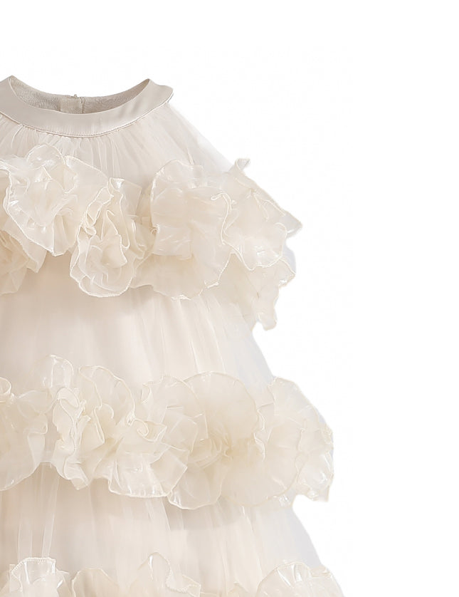 kids atelier tulleen Cream Elysia Tiered Ruffle Dress