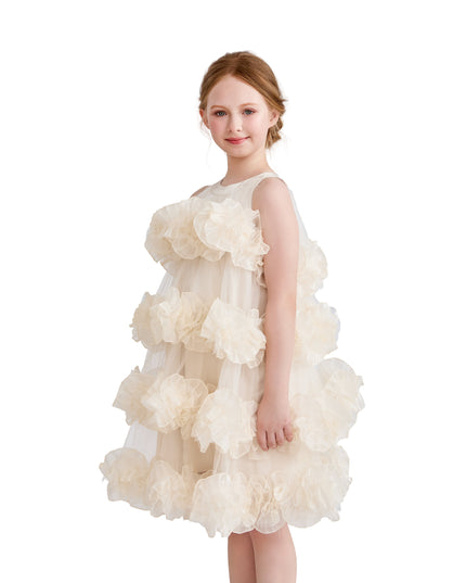 kids atelier tulleen Cream Elysia Tiered Ruffle Dress