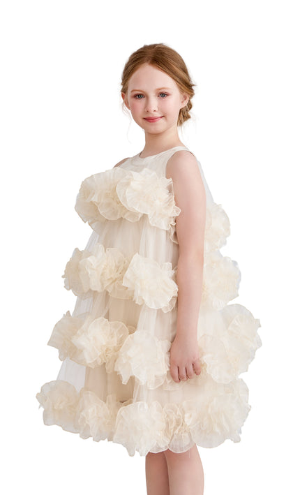 kids atelier tulleen Cream Elysia Tiered Ruffle Dress