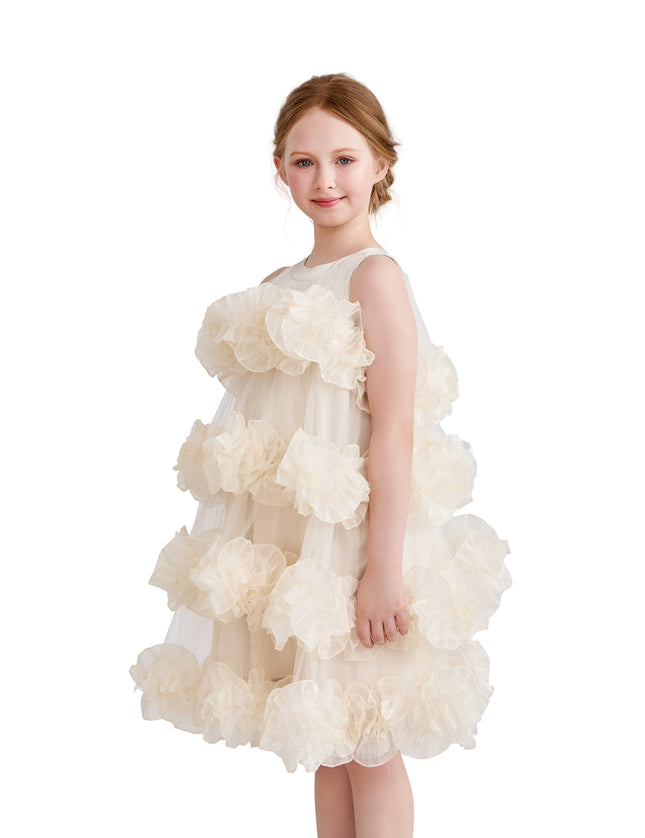 kids atelier tulleen Cream Elysia Tiered Ruffle Dress
