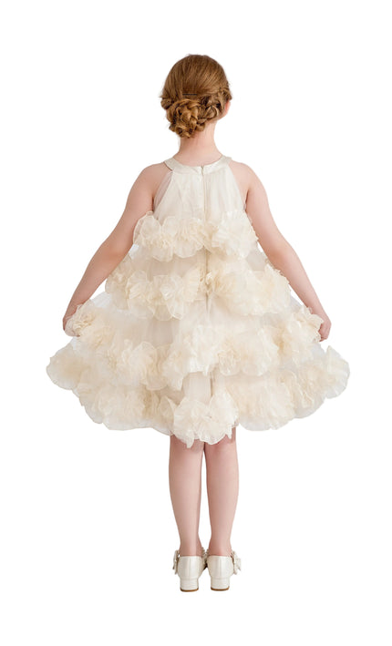 kids atelier tulleen Cream Elysia Tiered Ruffle Dress