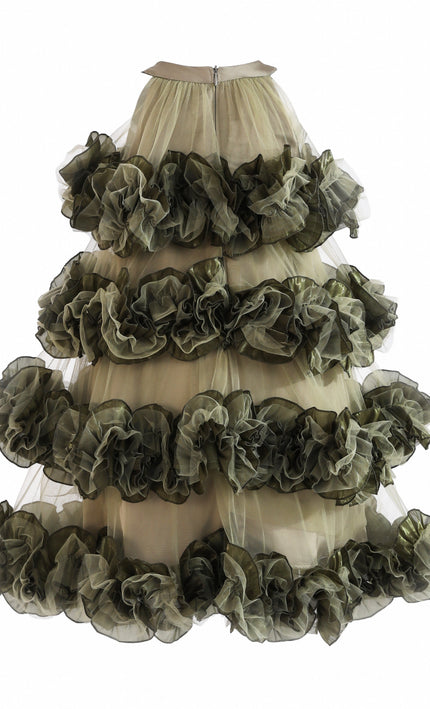 kids atelier tulleen Green Elysia Tiered Ruffle Dress