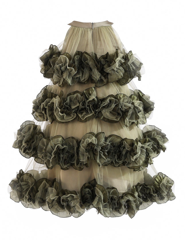 kids atelier tulleen Green Elysia Tiered Ruffle Dress
