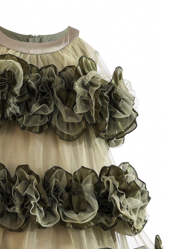 kids atelier tulleen Green Elysia Tiered Ruffle Dress