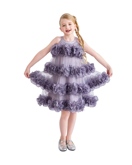 kids atelier tulleen Purple Elysia Tiered Ruffle Dress