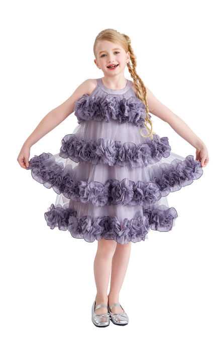kids atelier tulleen Purple Elysia Tiered Ruffle Dress