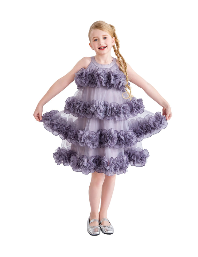 kids atelier tulleen Purple Elysia Tiered Ruffle Dress