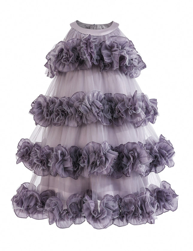 kids atelier tulleen Purple Elysia Tiered Ruffle Dress
