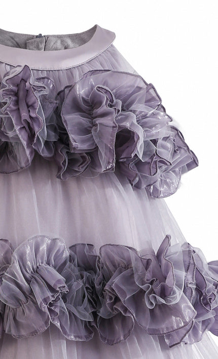 kids atelier tulleen Purple Elysia Tiered Ruffle Dress