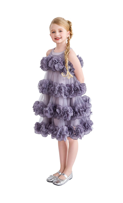 kids atelier tulleen Purple Elysia Tiered Ruffle Dress