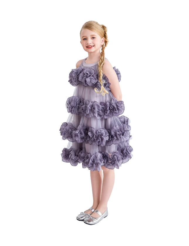 kids atelier tulleen Purple Elysia Tiered Ruffle Dress