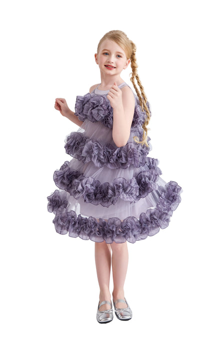 kids atelier tulleen Purple Elysia Tiered Ruffle Dress