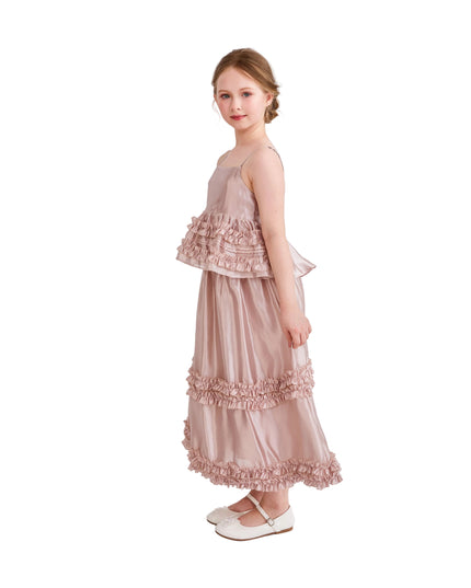 kids atelier tulleen Light Pink Calista Ruffle Skirt Set