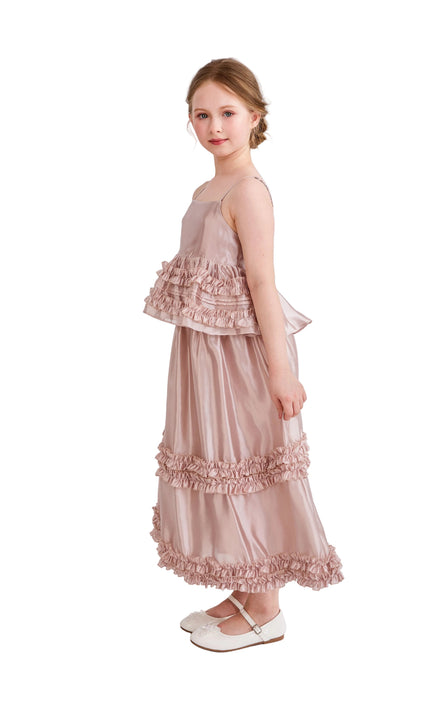kids atelier tulleen Light Pink Calista Ruffle Skirt Set