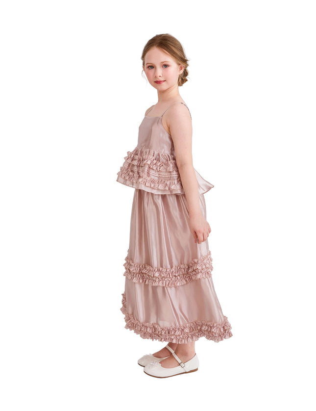 kids atelier tulleen Light Pink Calista Ruffle Skirt Set