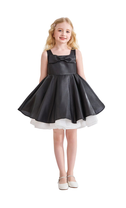 kids atelier tulleen Black Lucienne Satin Bow Dress