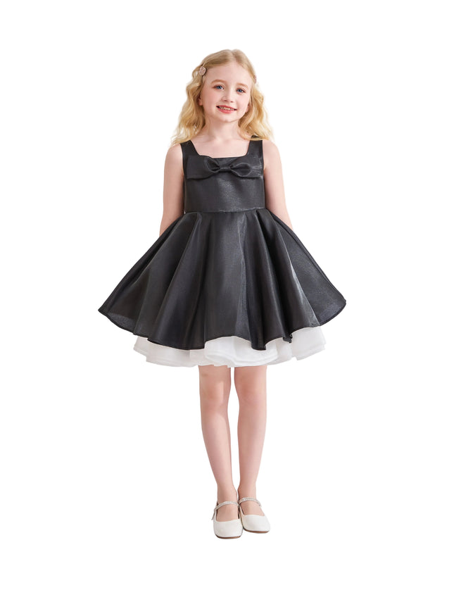 kids atelier tulleen Black Lucienne Satin Bow Dress