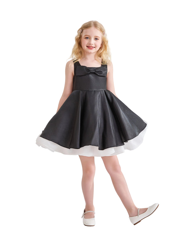 kids atelier tulleen Black Lucienne Satin Bow Dress