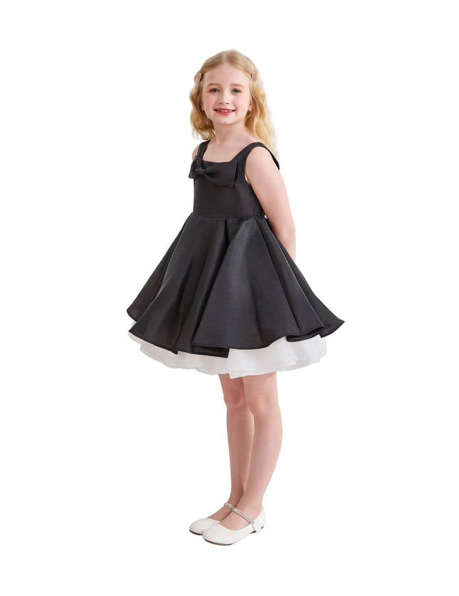 kids atelier tulleen Black Lucienne Satin Bow Dress